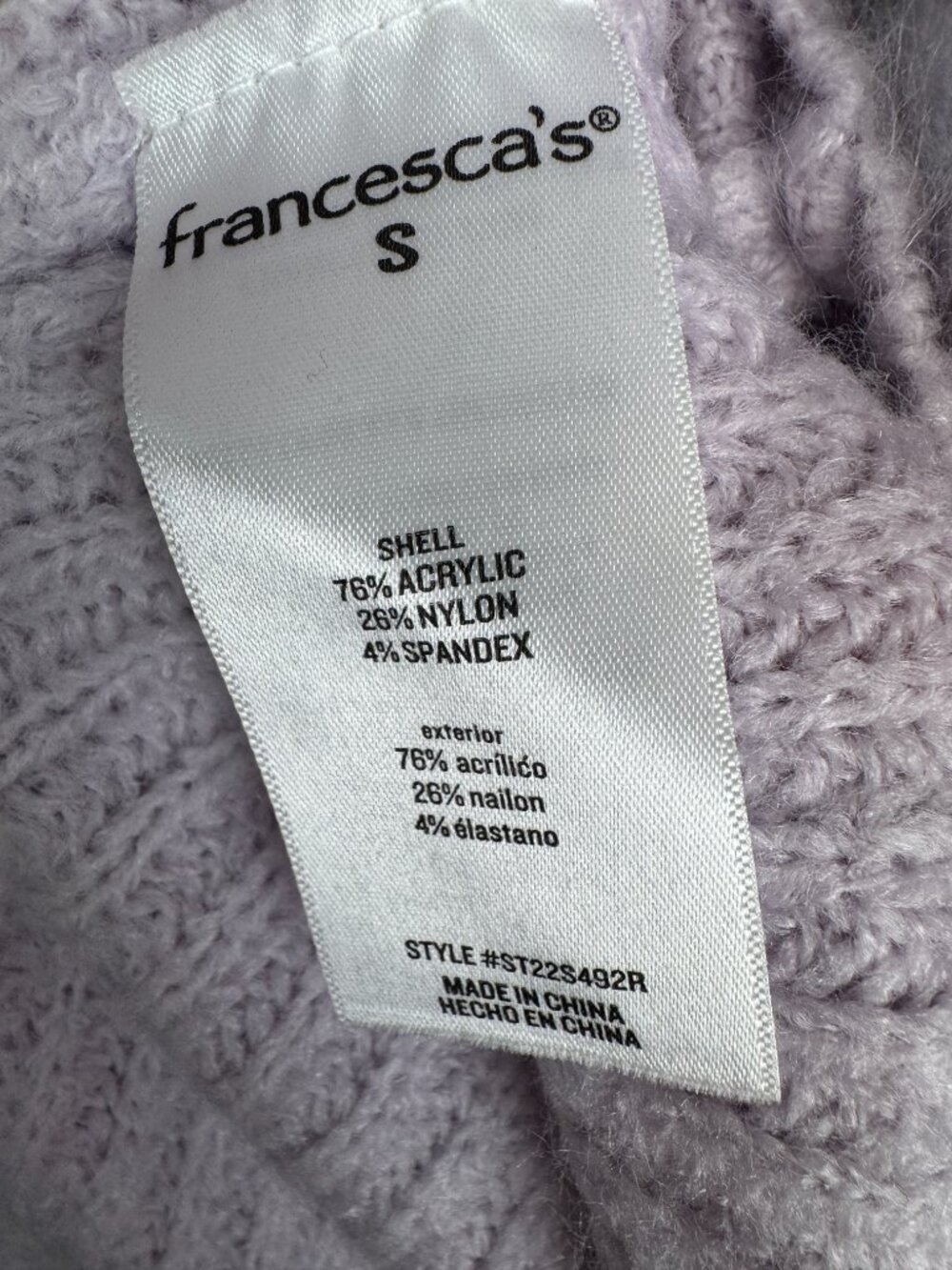 Mi Ami for Francesca’s Cable Knit Sweater Dress Small Turtleneck Lavender - Picture 5 of 6